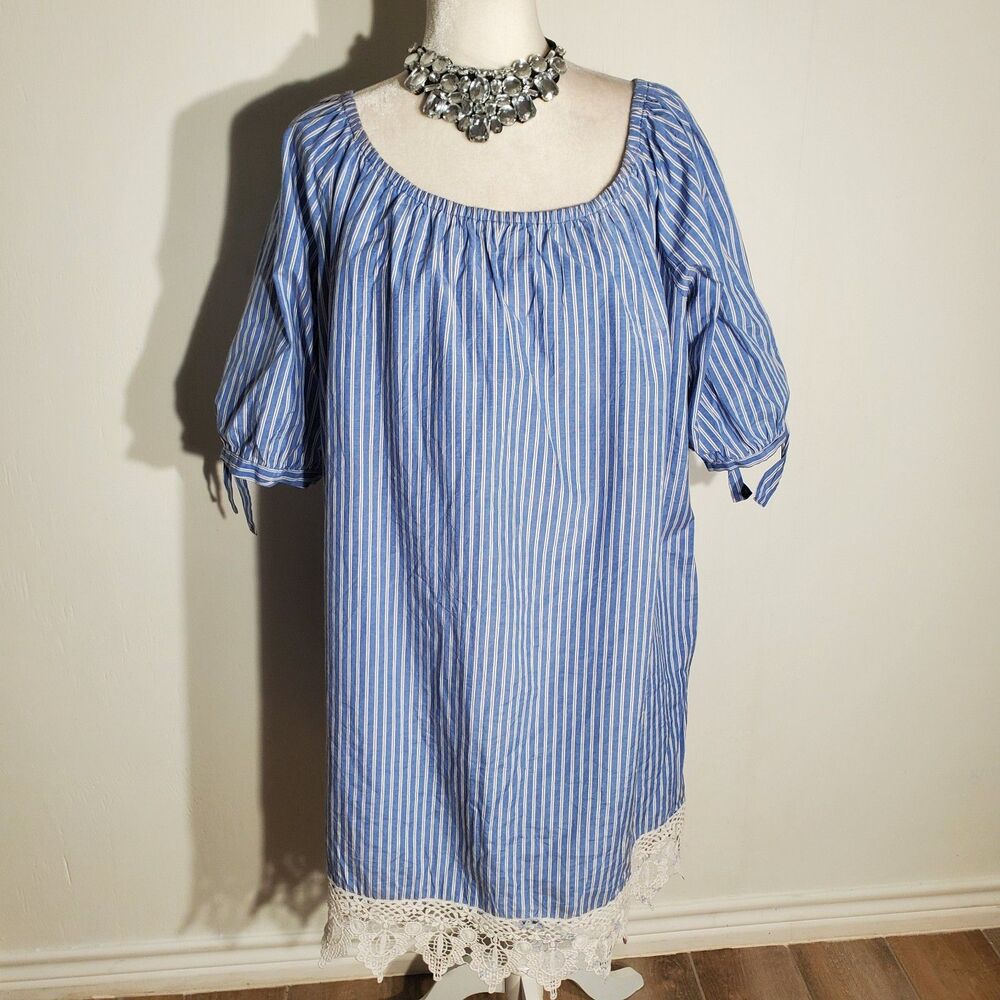 NEW LOOK TUNIC DRESS BLUE SHORT SLEEVE POLY/COTTON SIZE 3X